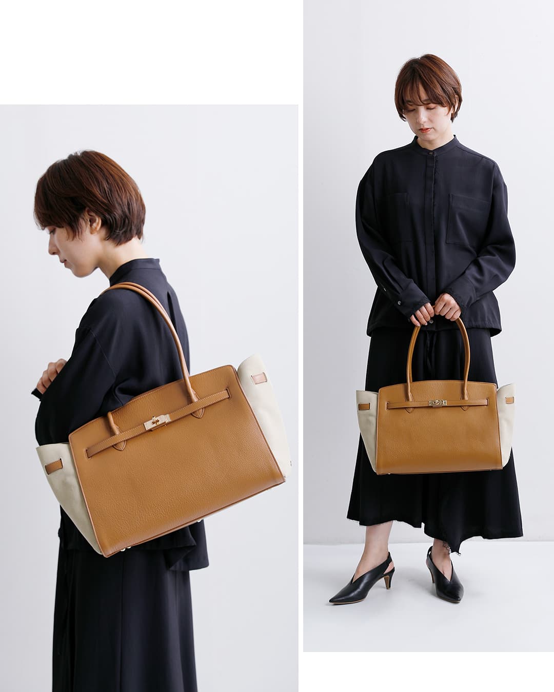 story.(ストーリー)レザー ロングハンドル トートバッグ L 3a-1873-4