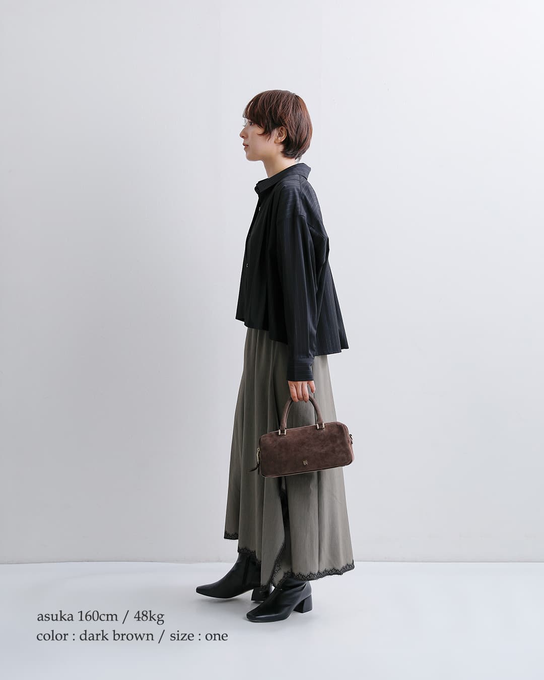 story. ストーリー レザー スエード ダブルファスナー ボストンバッグ
