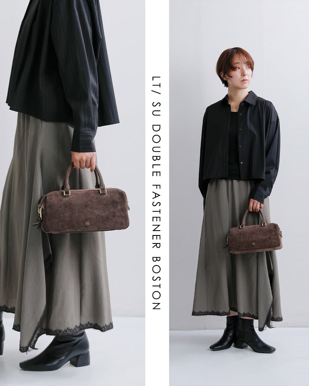 story.(ストーリー)レザー スエード ダブルファスナー ボストンバッグ S 3a-1882-4