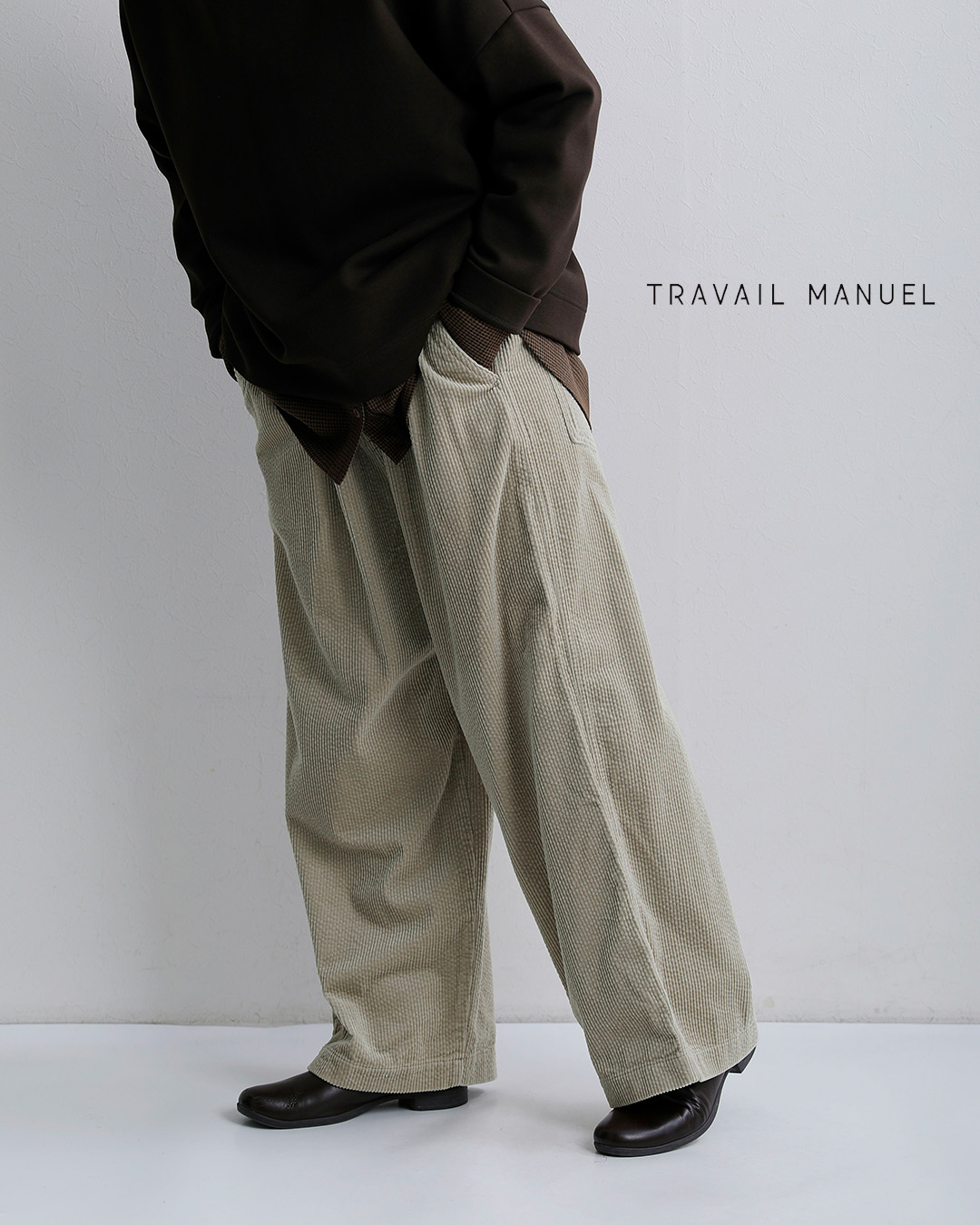 TRAVAIL MANUELコットン サッカーコール デイリーパンツ 5126
