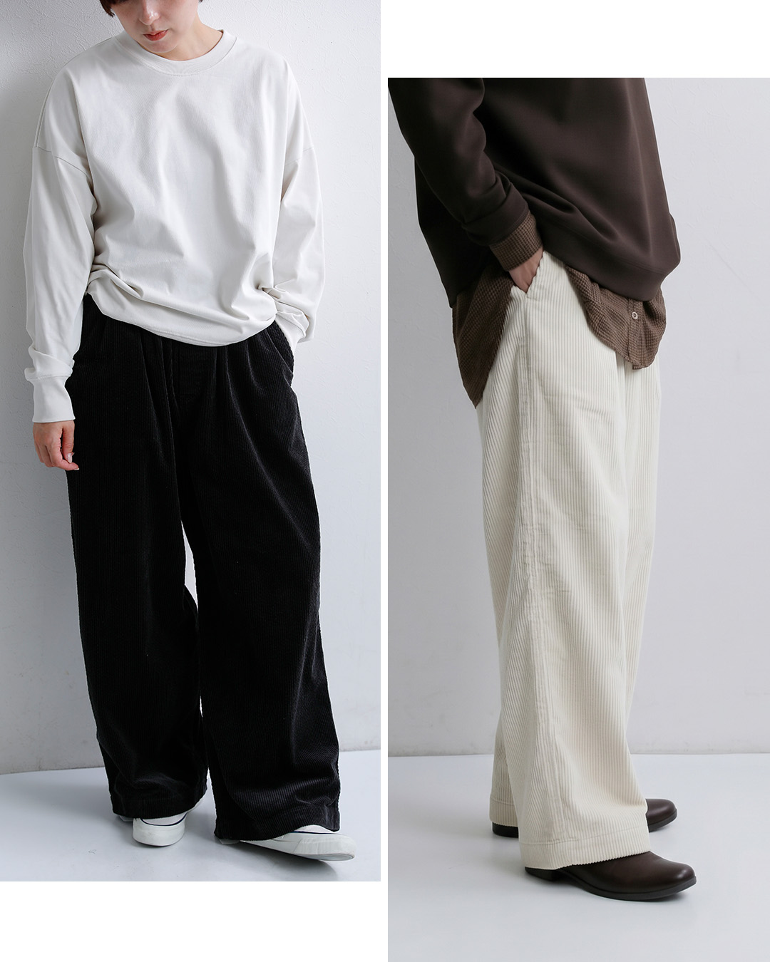 TRAVAIL MANUELコットン サッカーコール デイリーパンツ 5126
