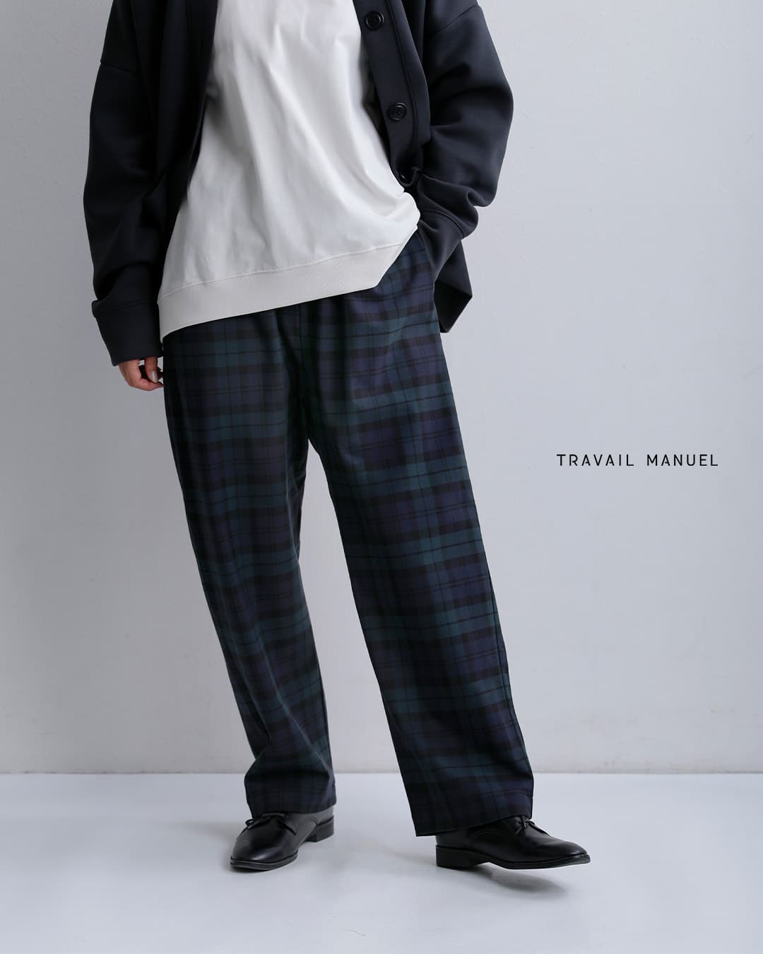 TRAVAIL MANUEL先染めサーモストレッチ カーブパンツ 5128