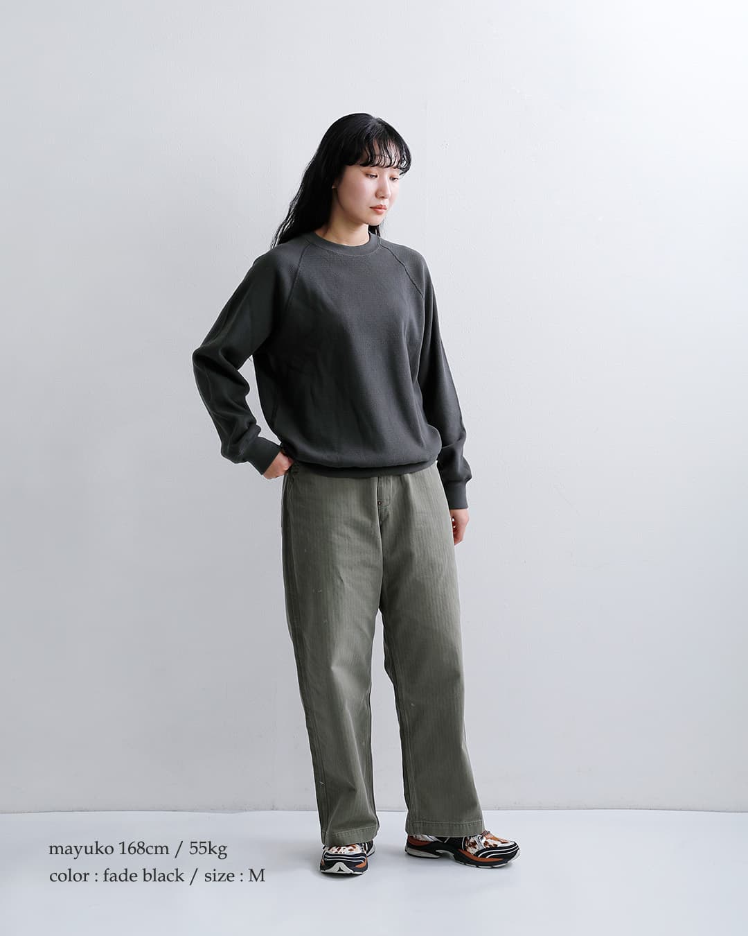 Healthknitコットン サーマル キングラッセル ハニカム ラグラン クルーネック 長袖Tシャツ 52037