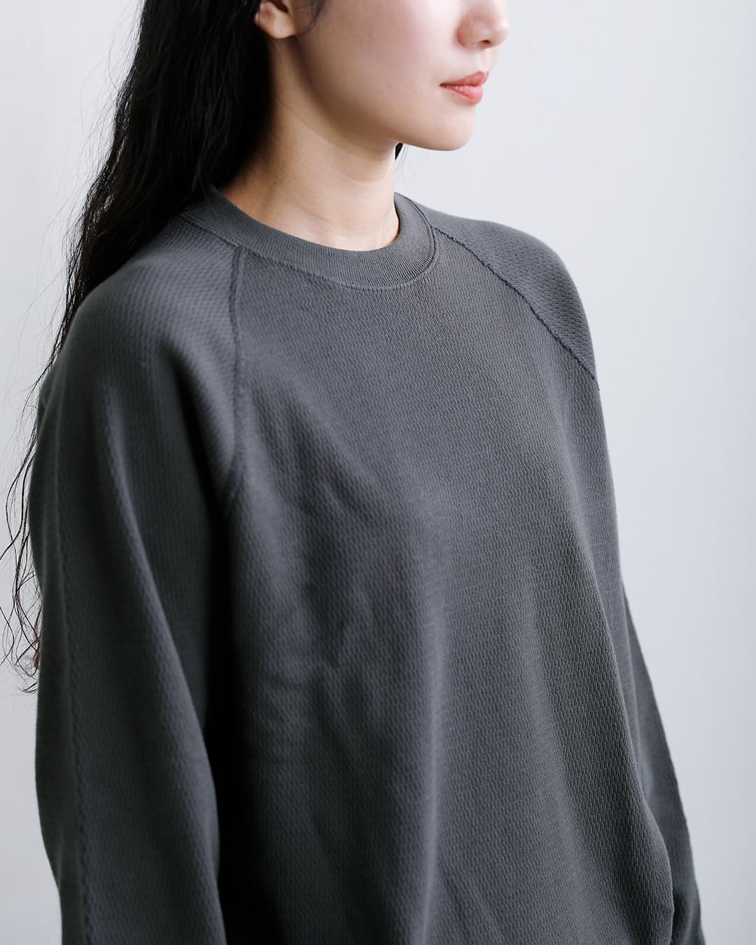 Healthknitコットン サーマル キングラッセル ハニカム ラグラン クルーネック 長袖Tシャツ 52037