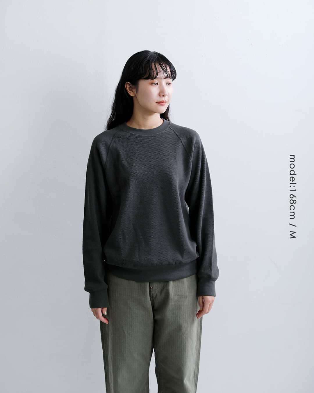 Healthknitコットン サーマル キングラッセル ハニカム ラグラン クルーネック 長袖Tシャツ 52037