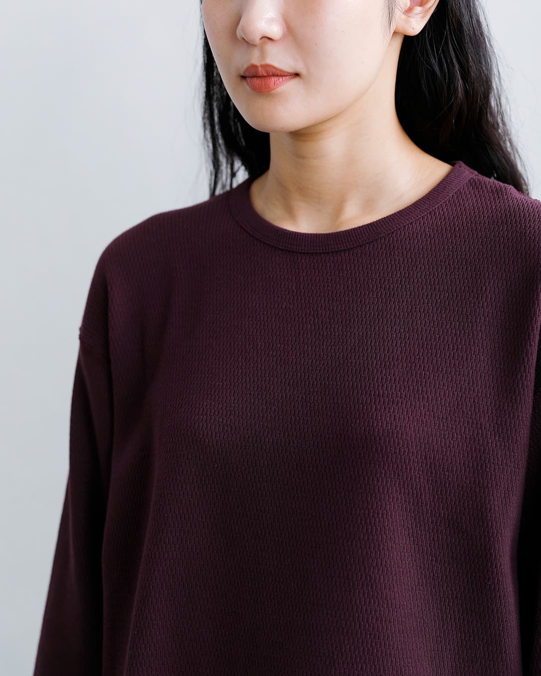 Healthknitコットン サーマル キングラッセル ハニカム クロップド クルーネック 長袖Tシャツ 52038