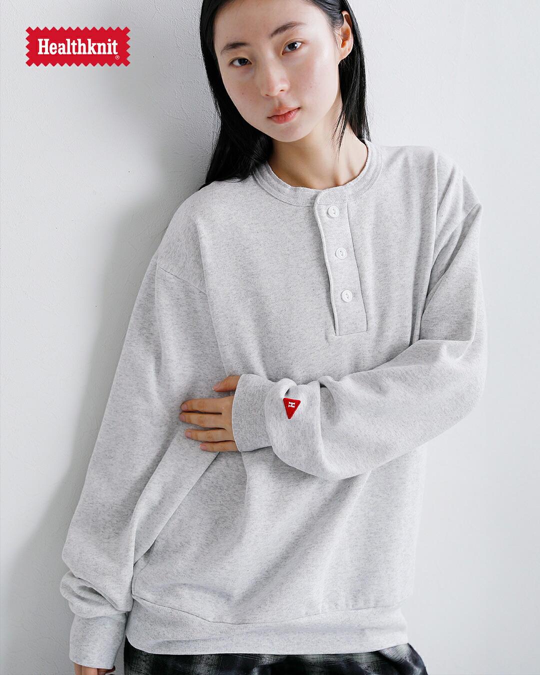 Healthknit(ヘルスニット)クラシックスウェットヘンリーネック長袖プルオーバー54005