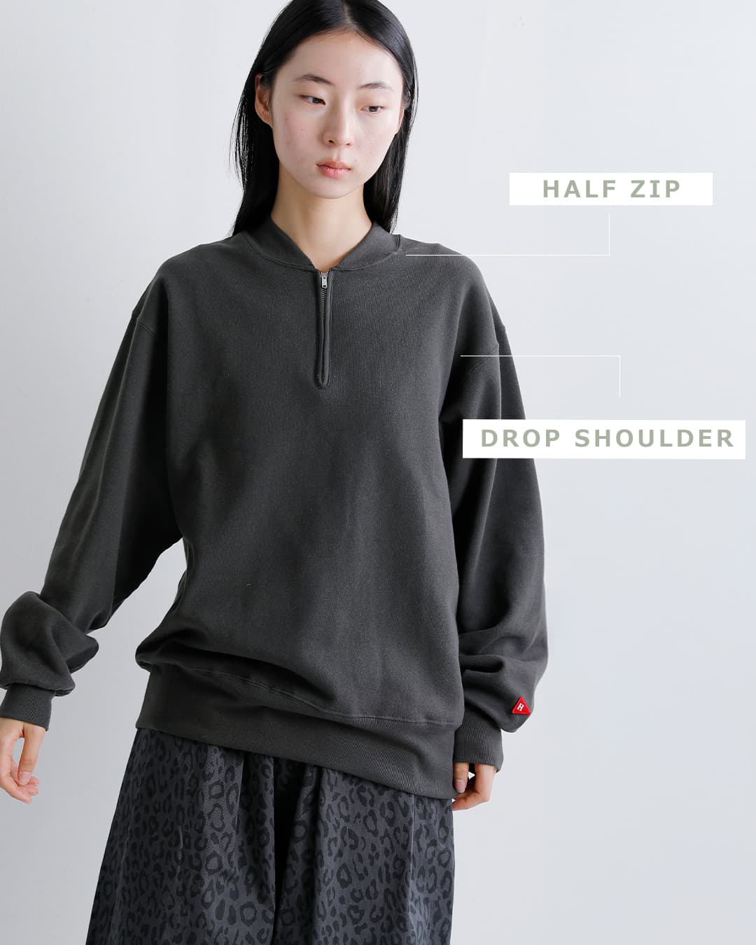 Healthknit(ヘルスニット)クラシック スウェット ハーフジップ クルーネック 長袖 プルオーバー 54036