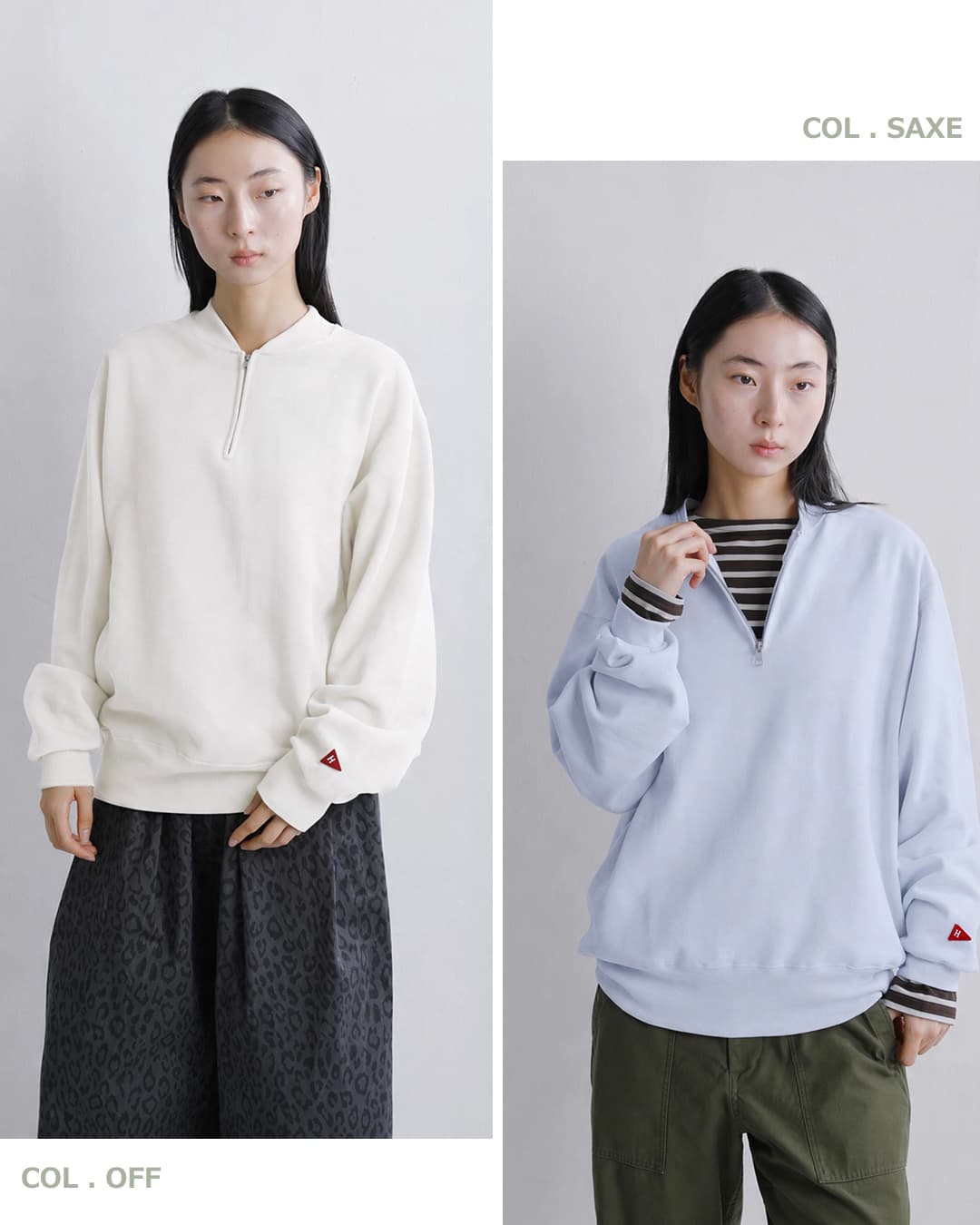 Healthknit(ヘルスニット)クラシック スウェット ハーフジップ クルーネック 長袖 プルオーバー 54036