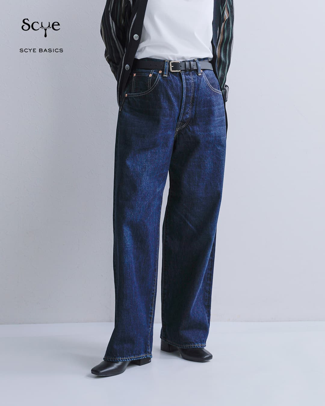SCYE BASICS(サイベーシックス)オーガニックコットン ユーズドウォッシュ バギーデニムパンツ 5726-83536