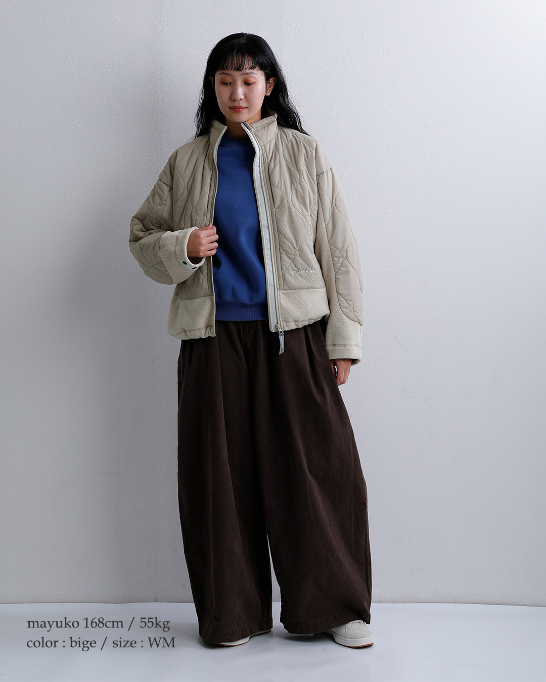 and wanderキルティング フリース ジャケット quilting fleece jacket 574-6281040