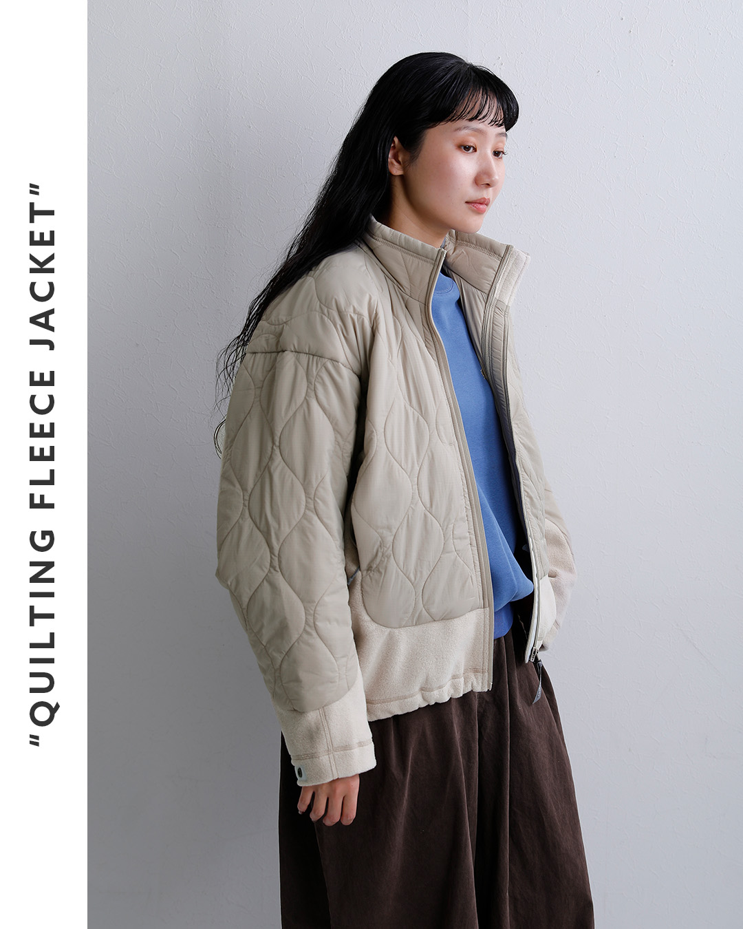 and wanderキルティング フリース ジャケット quilting fleece jacket 574-6281040