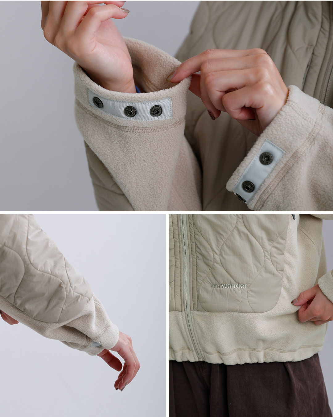 and wanderキルティング フリース ジャケット quilting fleece jacket 574-6281040