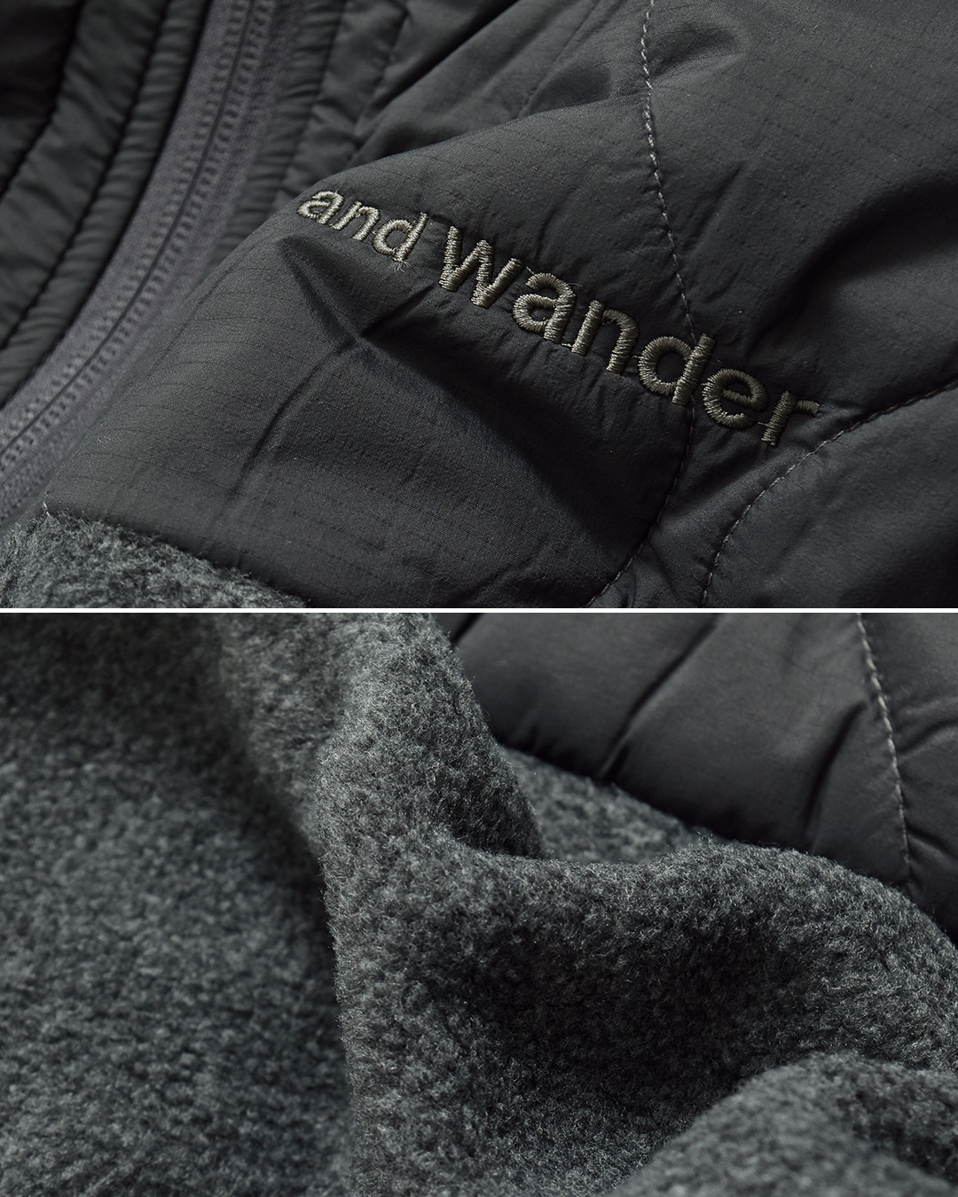 and wanderキルティング フリース ジャケット quilting fleece jacket 574-6281040