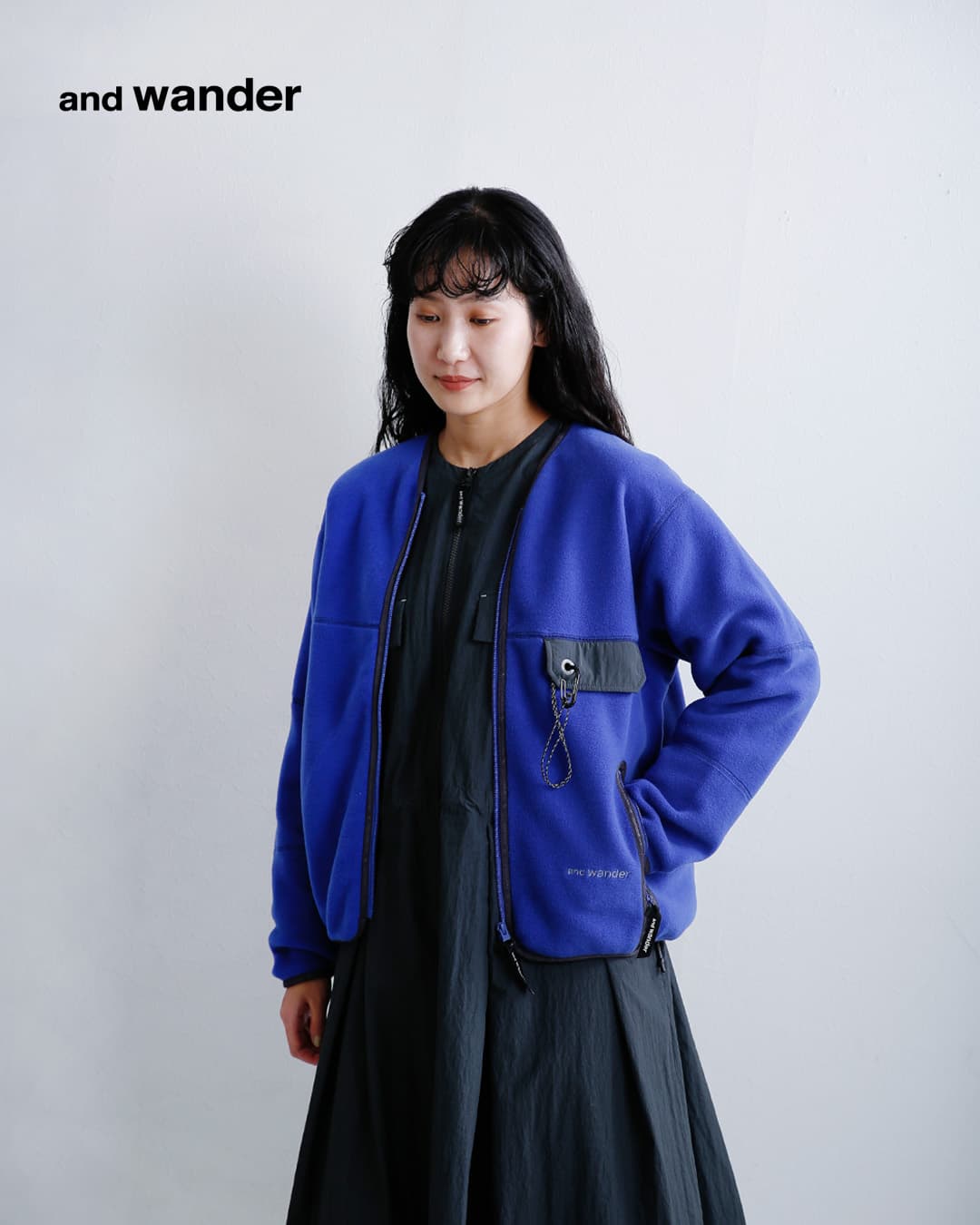 and wanderウール フリース カーディガン wool fleece cardigan 574-6281054
