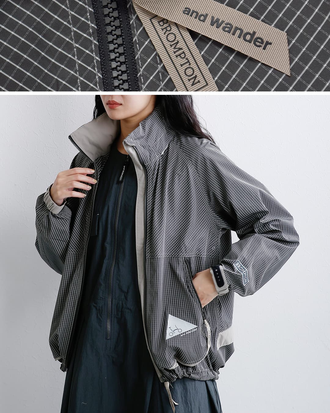 and wander(アンドワンダー)リフレクター リップフーディー reflective rip hoodie 574-6281500
