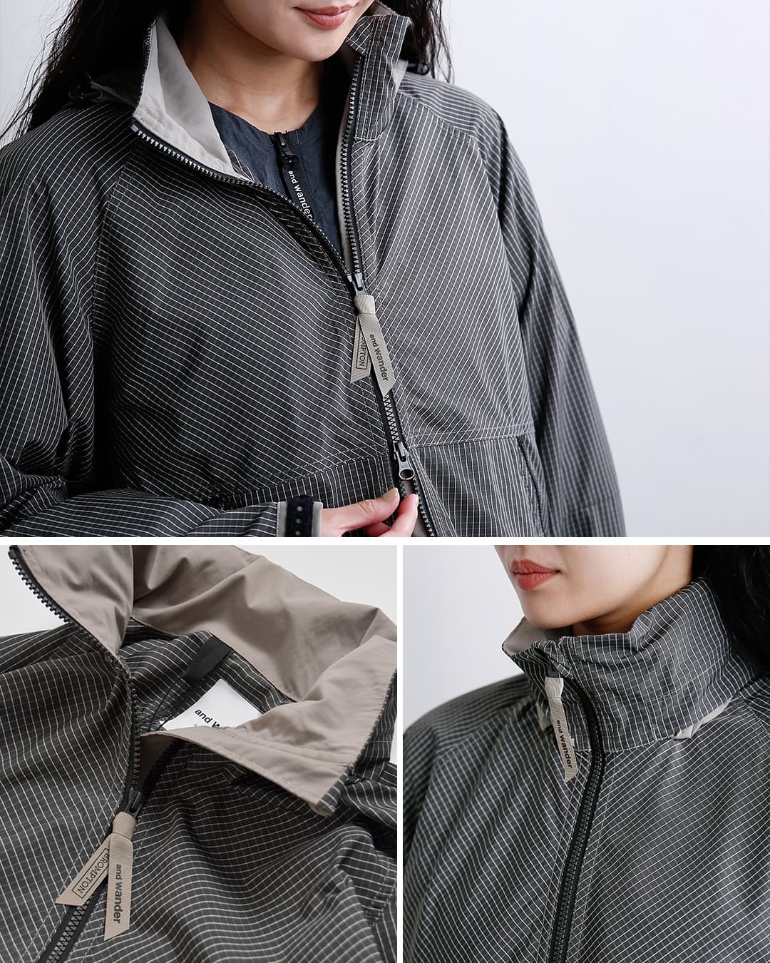and wander(アンドワンダー)リフレクター リップフーディー reflective rip hoodie 574-6281500