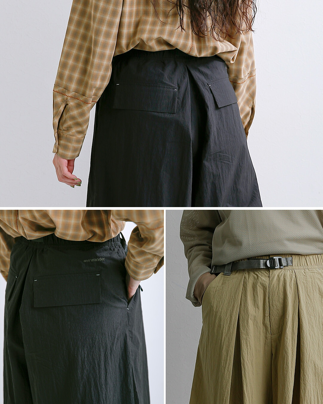 and wanderコットン タックパンツ tuck pants 574-6282075