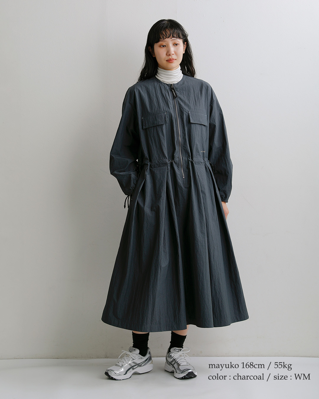 and wanderコットン タックワンピース tuck dress 574-6283074