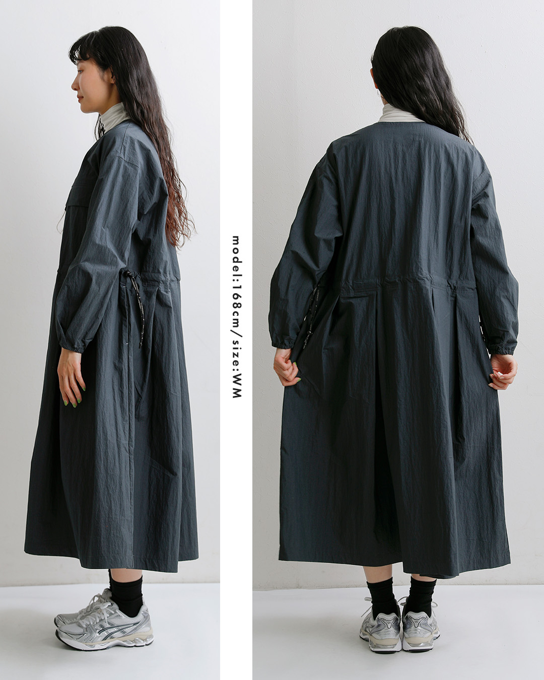 and wanderコットン タックワンピース tuck dress 574-6283074
