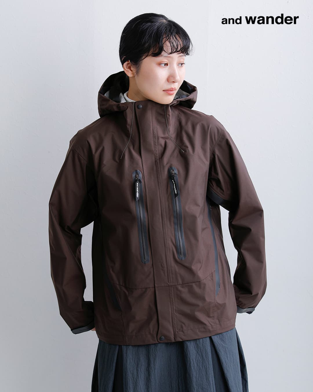 and wander(アンドワンダー)ハイカー レイン ジャケット 2.5L hiker rain jacket 574-6911003