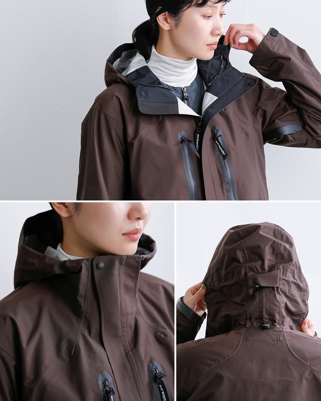 and wander(アンドワンダー)ハイカー レイン ジャケット 2.5L hiker rain jacket 574-6911003