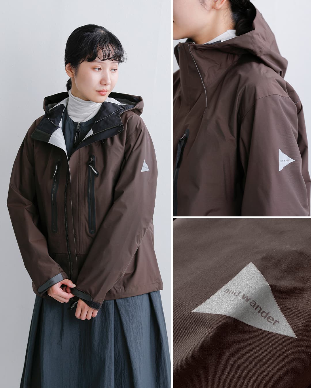 and wander(アンドワンダー)ハイカー レイン ジャケット 2.5L hiker rain jacket 574-6911003
