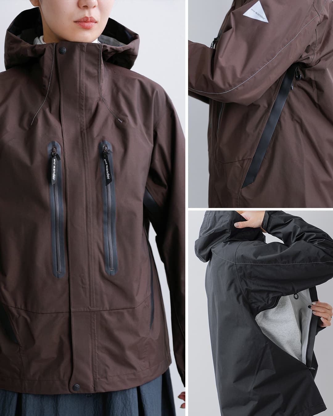 and wander(アンドワンダー)ハイカー レイン ジャケット 2.5L hiker rain jacket 574-6911003