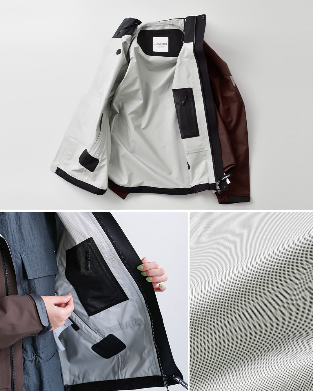 and wander(アンドワンダー)ハイカー レイン ジャケット 2.5L hiker rain jacket 574-6911003