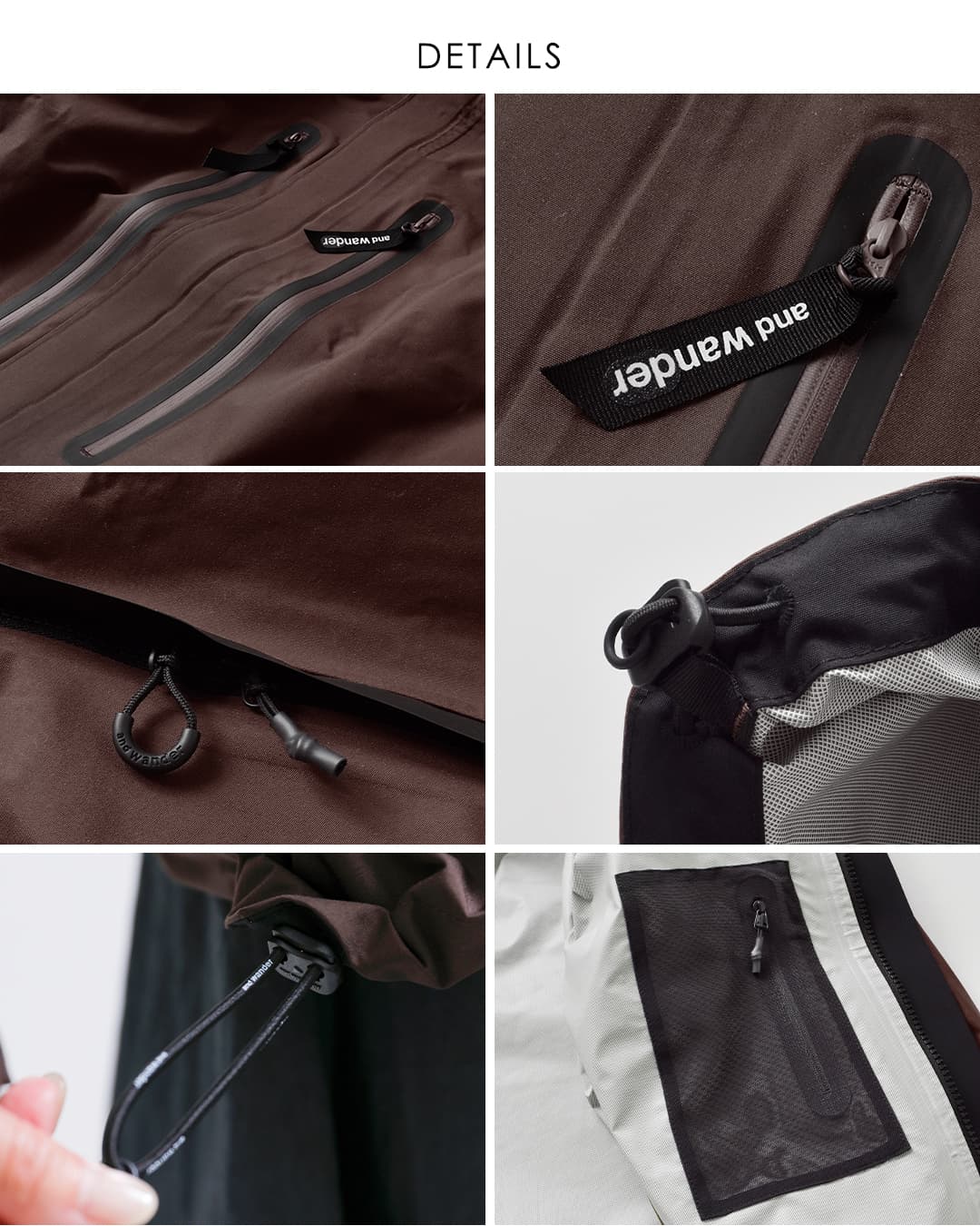 and wander(アンドワンダー)ハイカー レイン ジャケット 2.5L hiker rain jacket 574-6911003