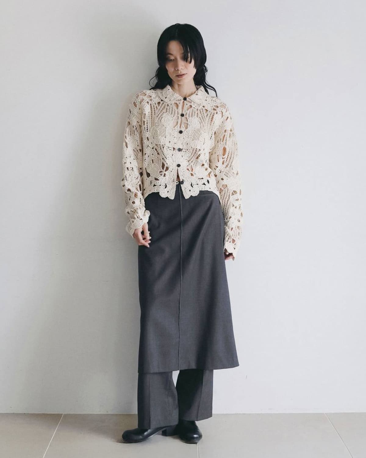 anuke(アンヌーク)コットン コード刺繍 レース オーバーシャツ Embroidery Over Shirts 62620402