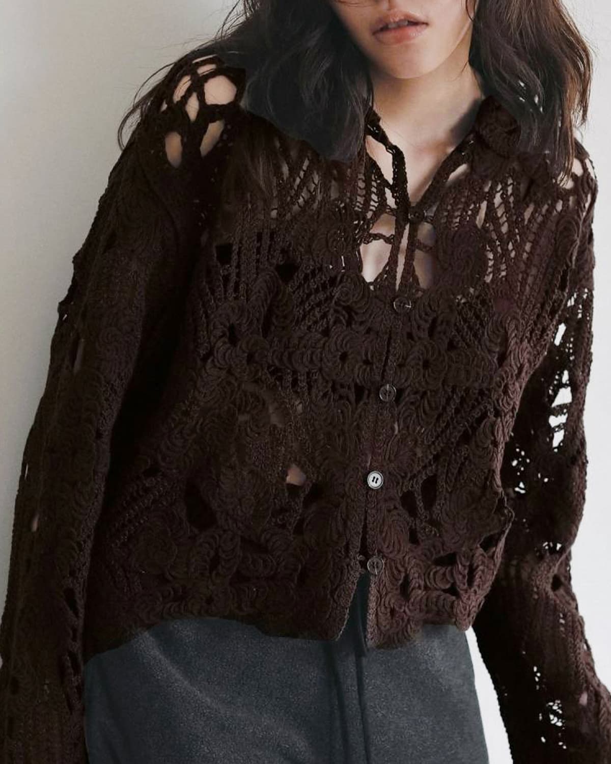 anuke(アンヌーク)コットン コード刺繍 レース オーバーシャツ Embroidery Over Shirts 62620402