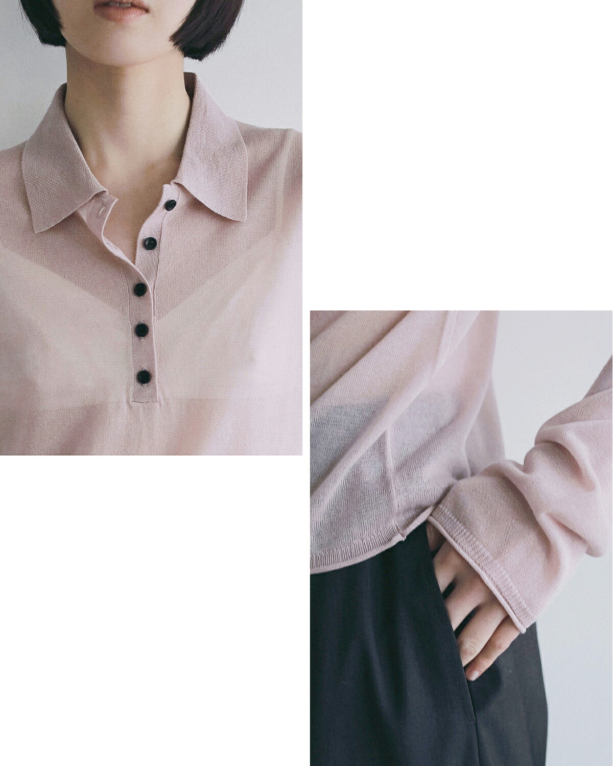 anuke(アンヌーク)シアー ポロニット Sheer Polo Knit 62620508