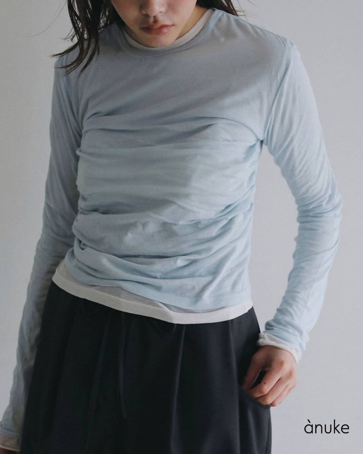 anuke(アンヌーク)コットン ギャザー カットソー Gather Compact Tops 62620608