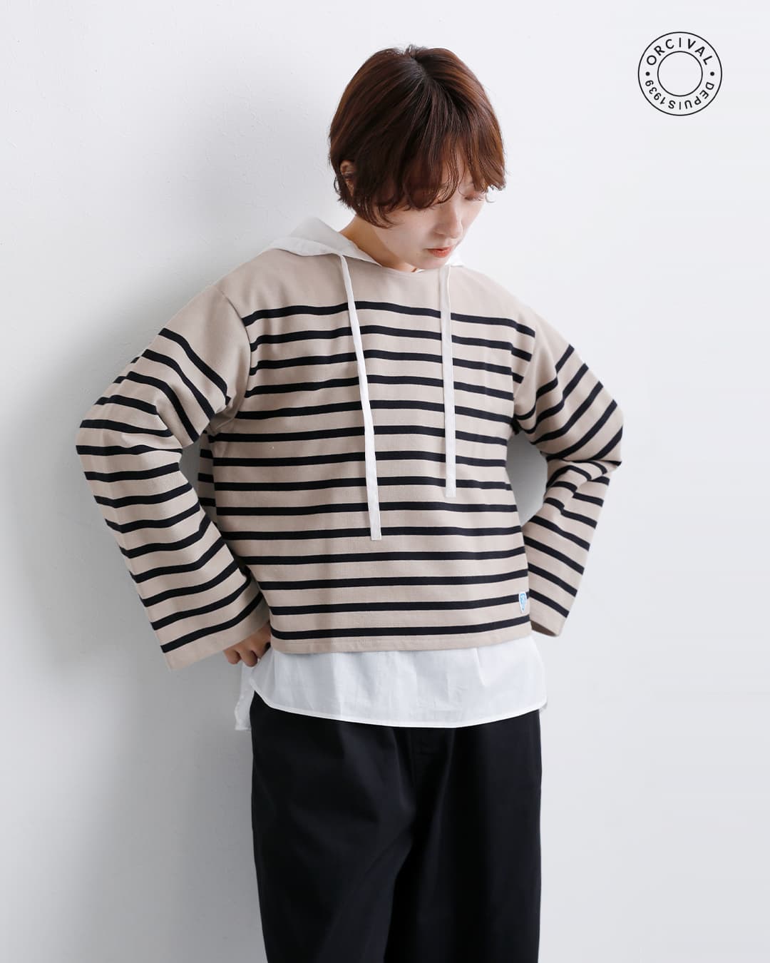 ORCIVAL(オーチバル・オーシバル)ラッセル パネルボーダー ワイド 長袖 バスクシャツ 6940