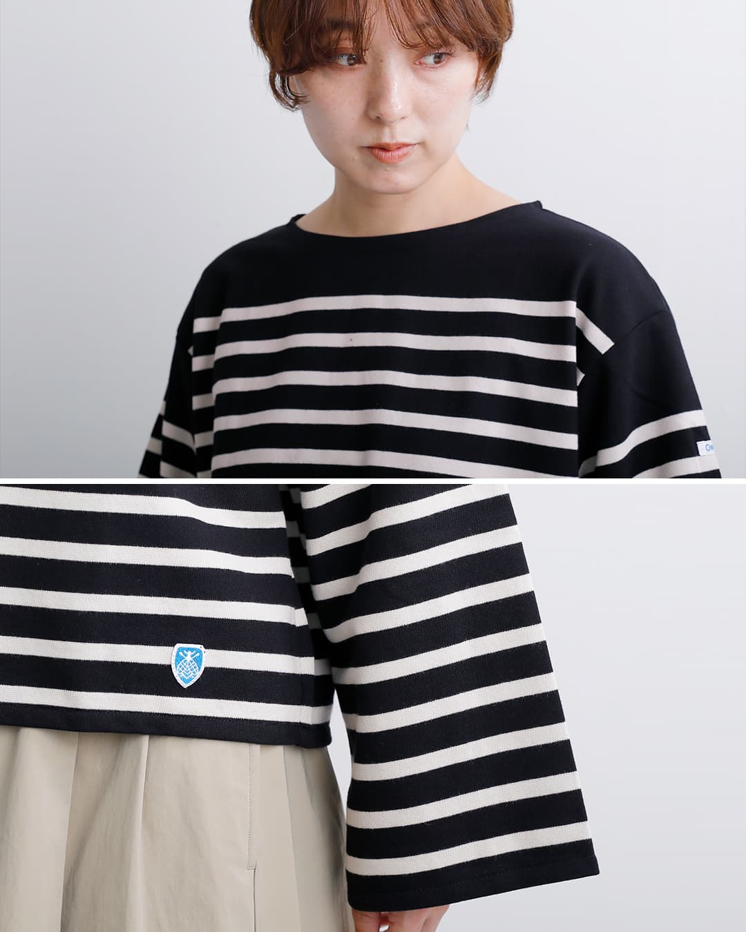 ORCIVAL(オーチバル・オーシバル)ラッセル パネルボーダー ワイド 長袖 バスクシャツ 6940
