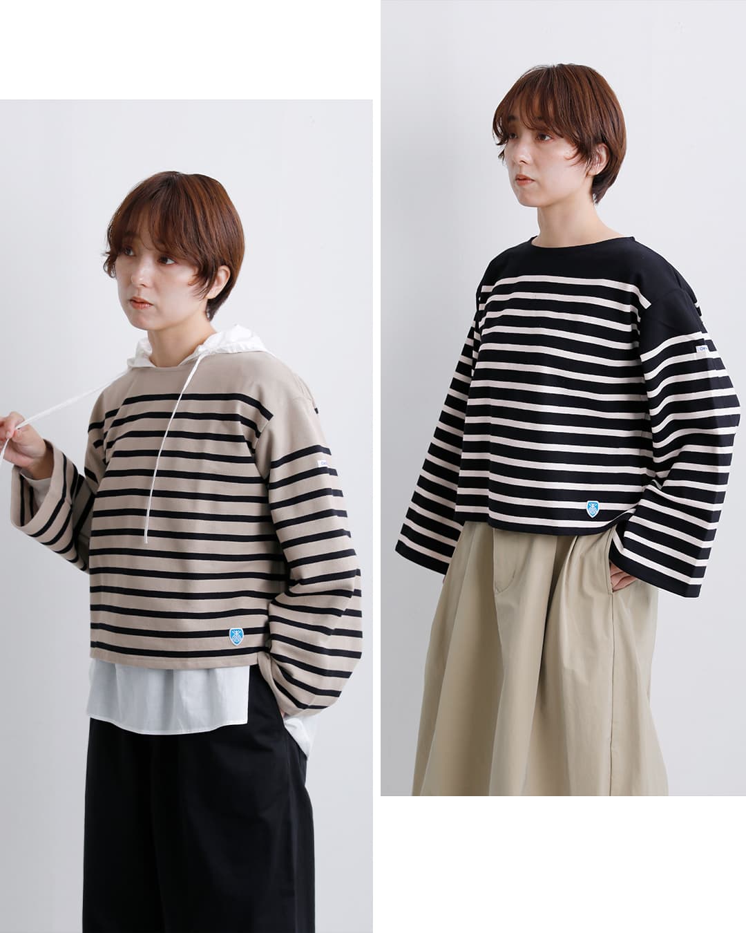 ORCIVAL(オーチバル・オーシバル)ラッセル パネルボーダー ワイド 長袖 バスクシャツ 6940