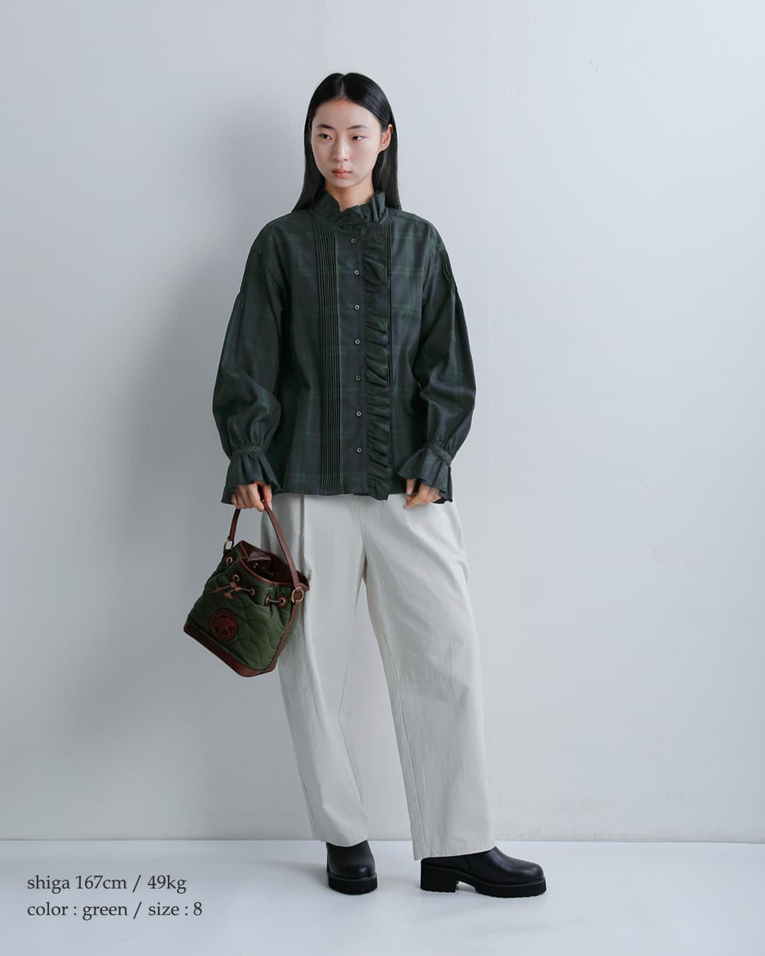 NIGEL CABOURN(ナイジェルケーボン)ウール ギャザーカラー ブラウス 8053-08-10101
