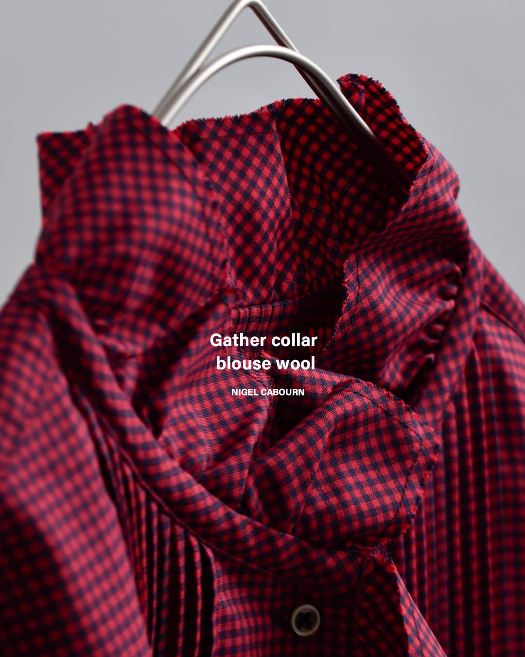 NIGEL CABOURN(ナイジェルケーボン)ウール ギャザーカラー ブラウス 8053-08-10101