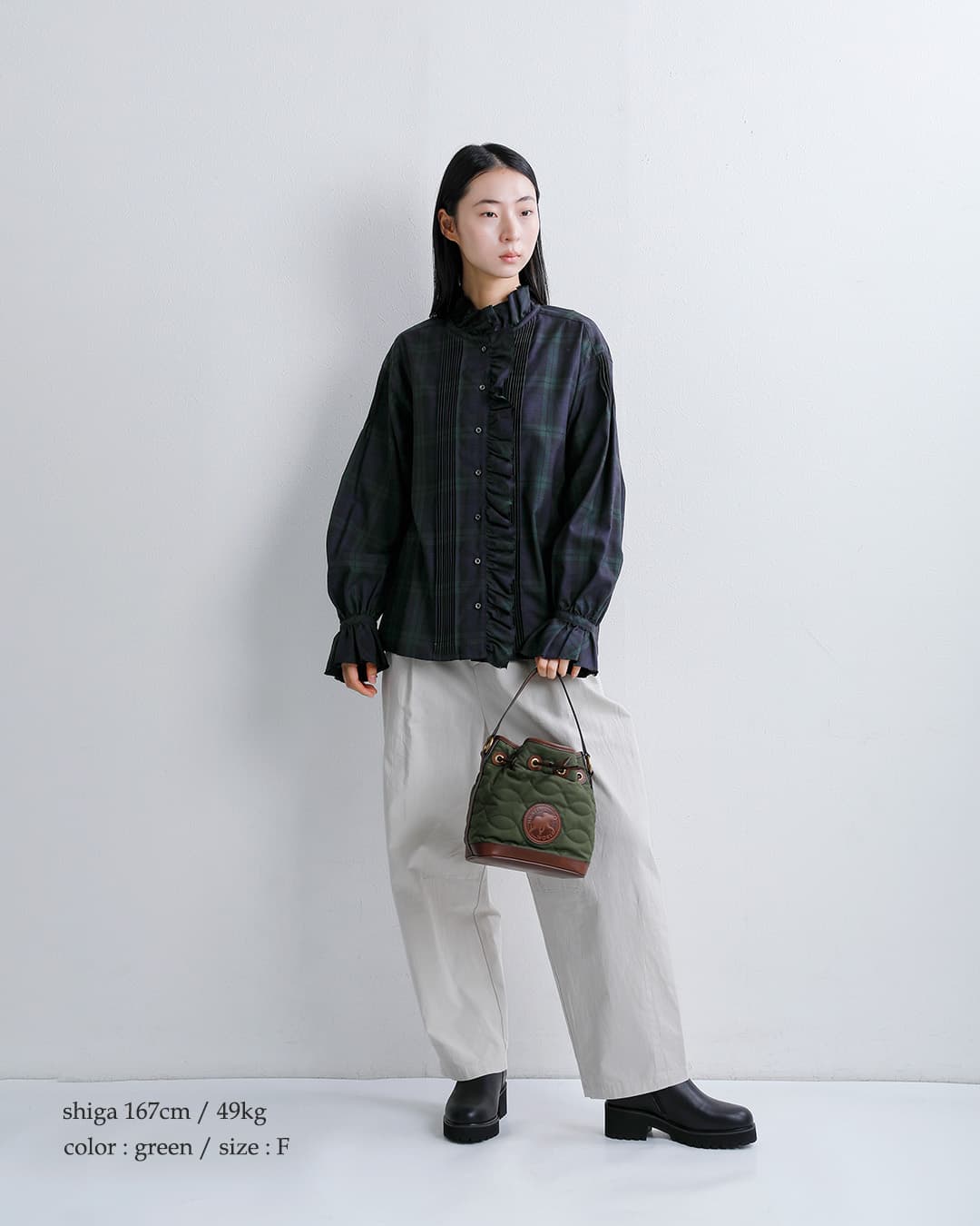 NIGEL CABOURNベンタイル コットン ミニドローストリングバッグ 8053-12-61002
