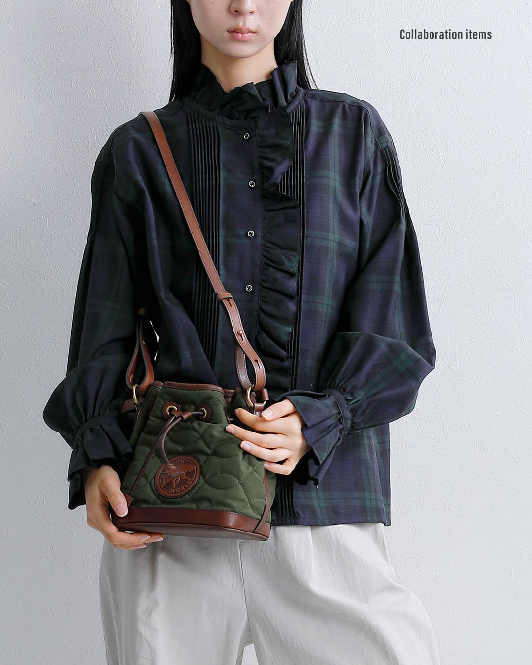 NIGEL CABOURNベンタイル コットン ミニドローストリングバッグ 8053-12-61002