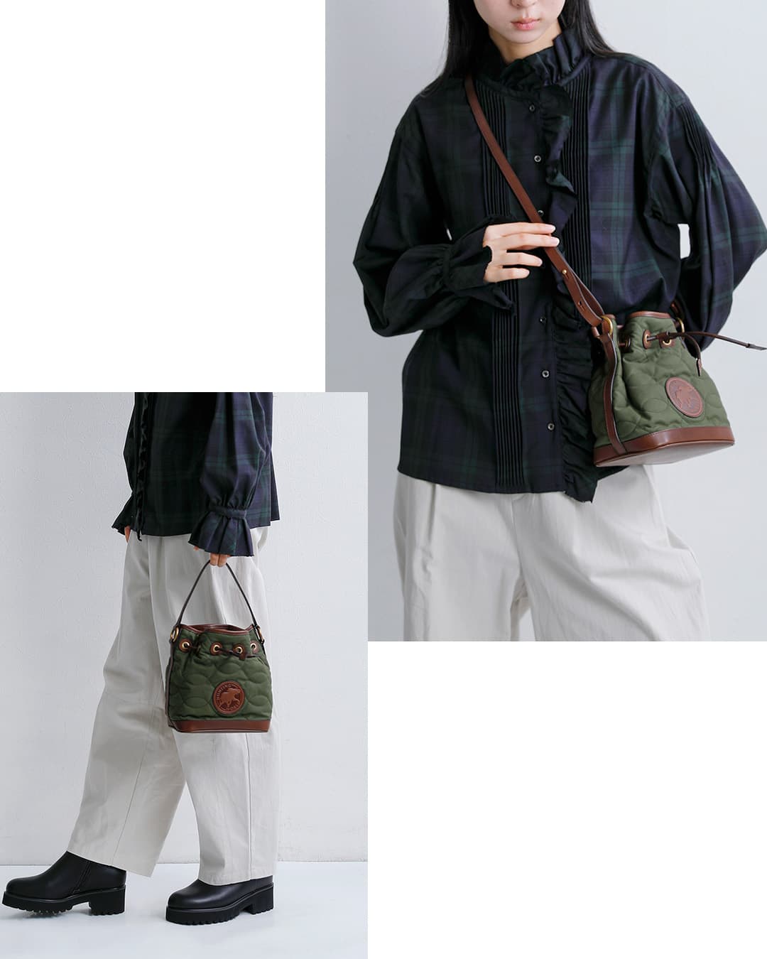 NIGEL CABOURNベンタイル コットン ミニドローストリングバッグ 8053-12-61002