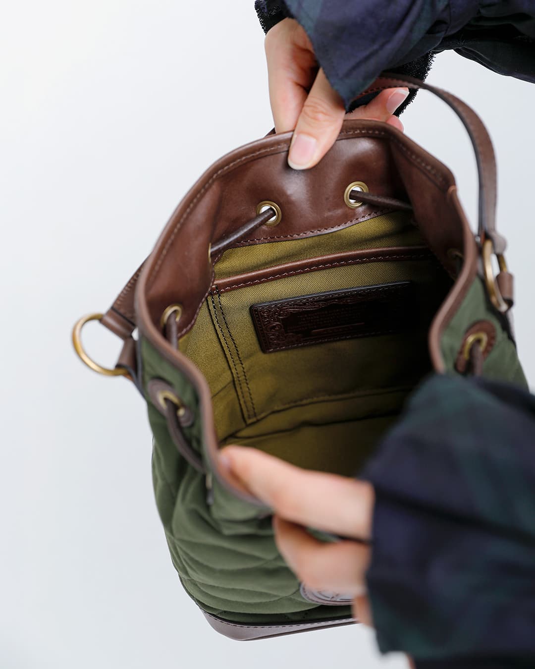 NIGEL CABOURNベンタイル コットン ミニドローストリングバッグ 8053-12-61002