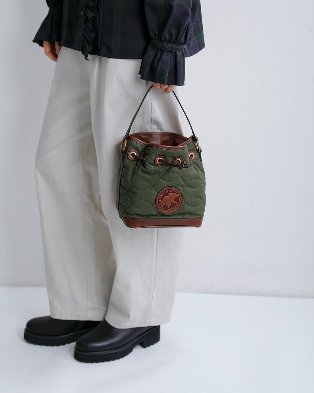 NIGEL CABOURNベンタイル コットン ミニドローストリングバッグ 8053-12-61002