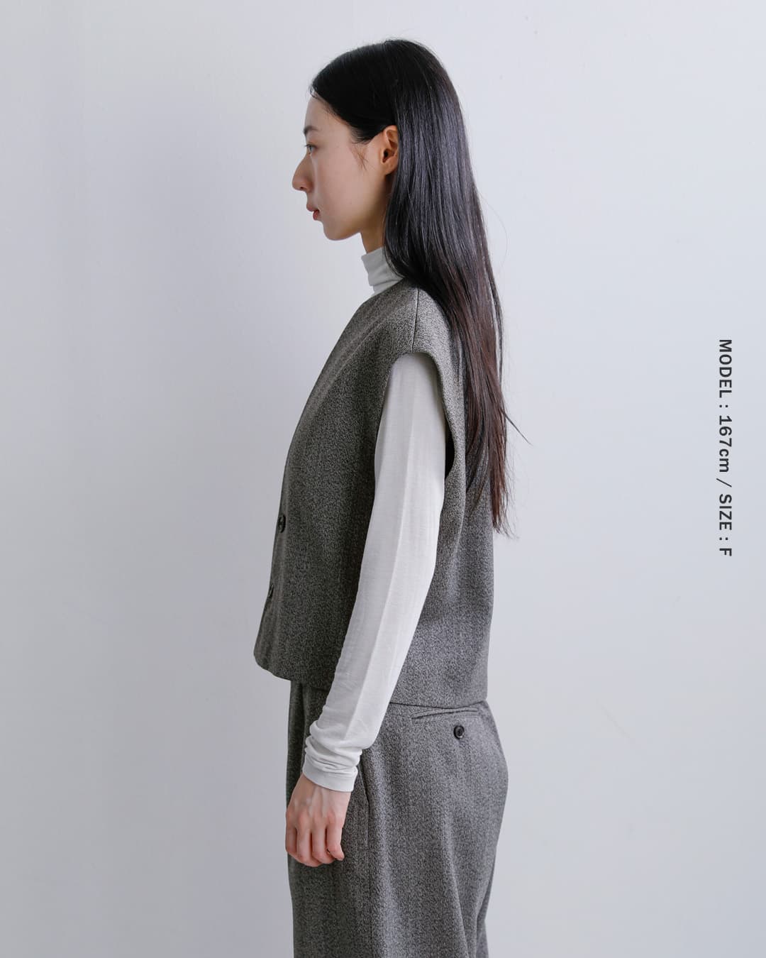 LOEFF(ロエフ)ウールダブルクロス スリットベスト 8825-2-000005