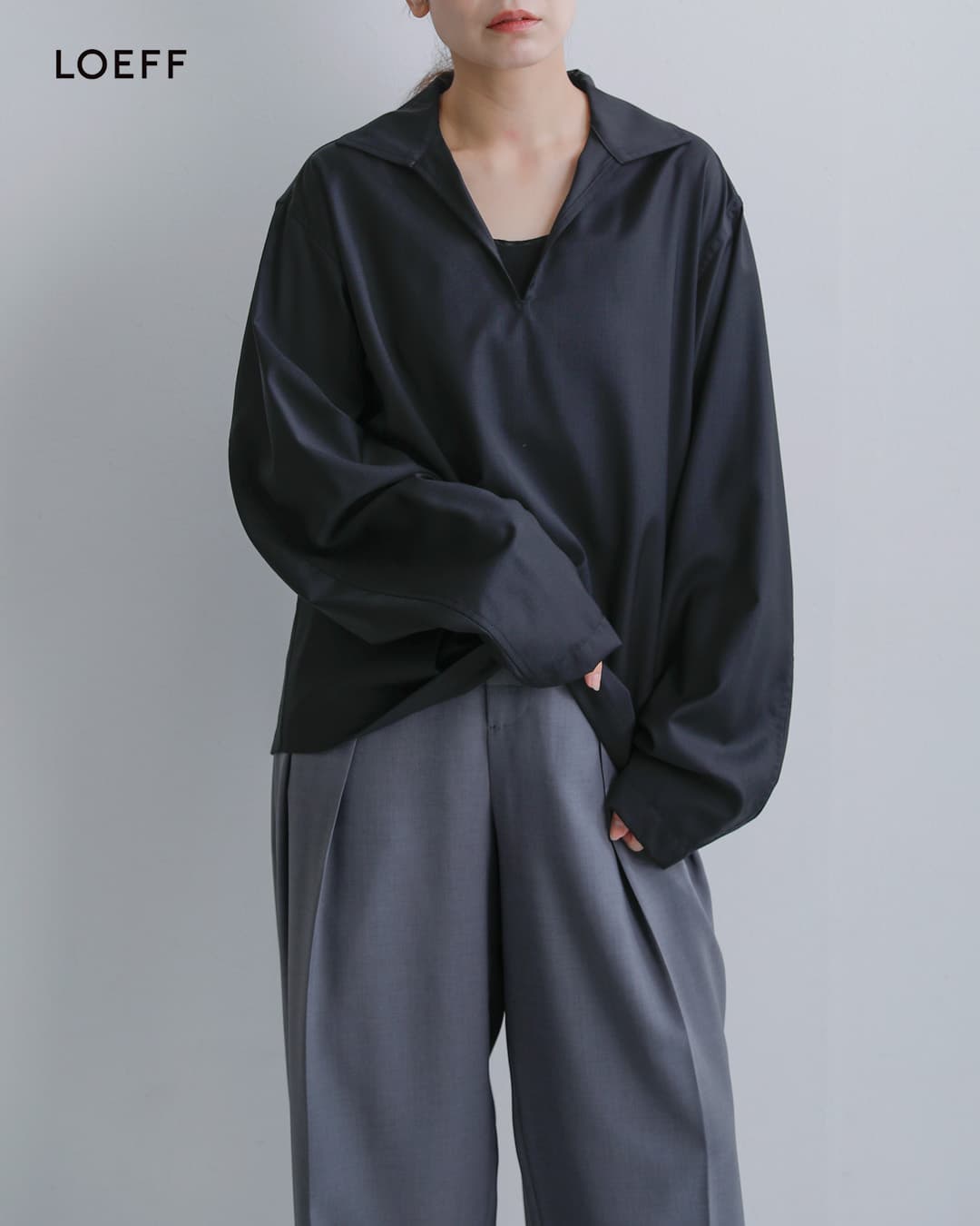 セール【30%OFF】LOEFF ロエフ ウールトロ スキッパーシャツ 8881-2