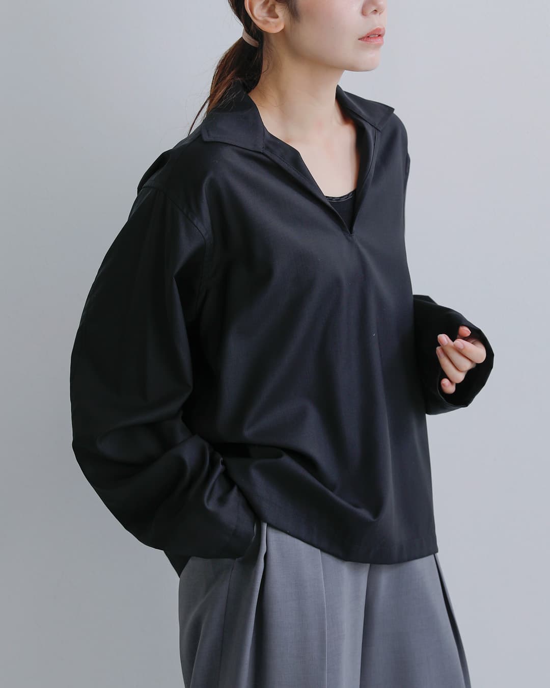 LOEFF(ロエフ)ウールトロ スキッパーシャツ 8881-2-000004