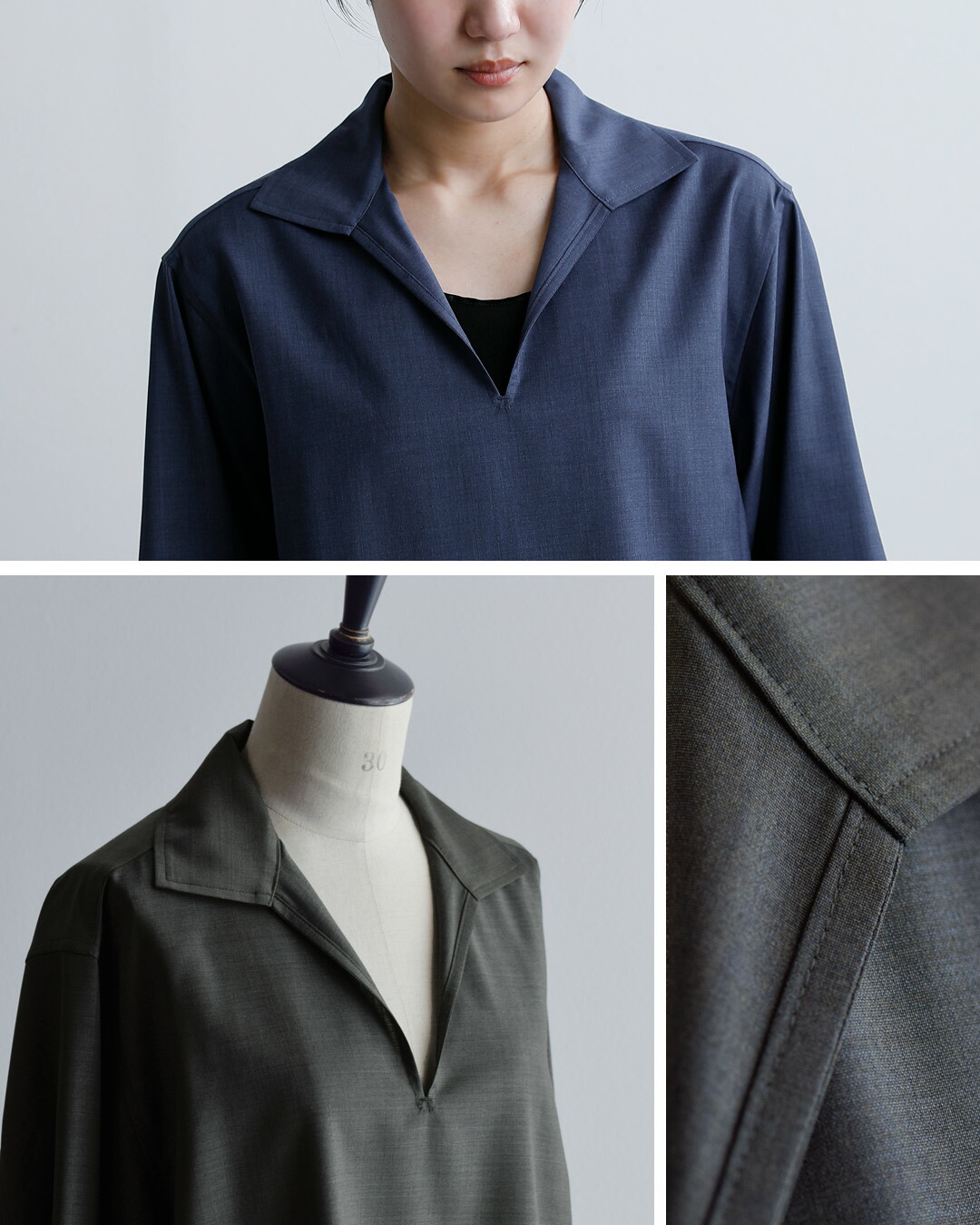 LOEFF(ロエフ)ウールトロ スキッパーシャツ 8881-2-000004