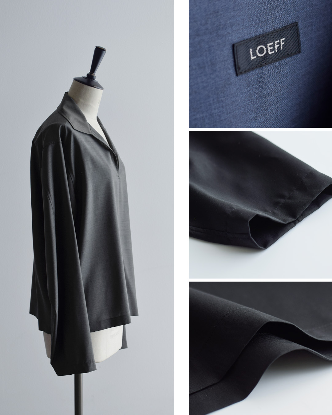 セール【30%OFF】LOEFF ロエフ ウールトロ スキッパーシャツ 8881-2