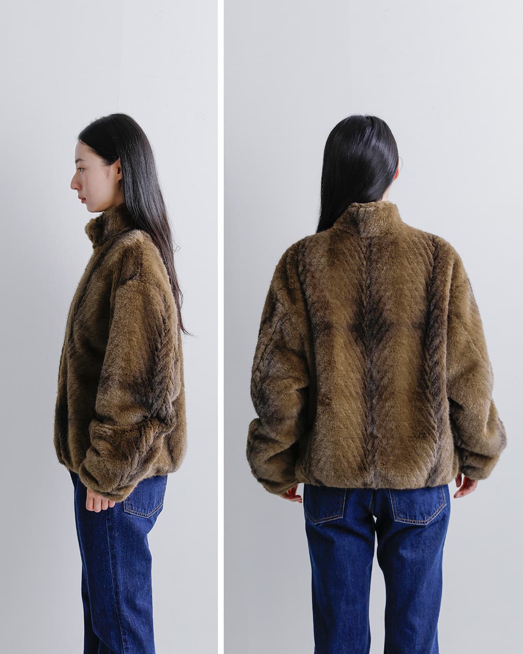 LOEFF(ロエフ)エコスムースファー リバーシブル ジップブルゾン 8886-2-000005